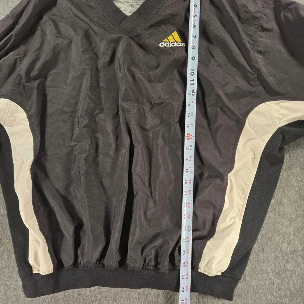 Vintage Adidas Windbreaker Mens XXL Black V-Neck Mesh Lined Pullover‎ Gorpcore